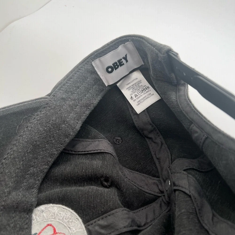 Obey Charcoal Gray Cap with Red Logo